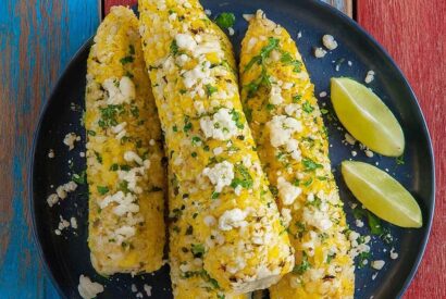 Thumbnail for Grilled Corn on the Cob with Garlic Butter, Fresh Lime, and Cotija Cheese